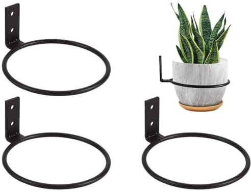 3Pcs Flower Pot Holder Ring, 6inch Foldable Heavy Duty Metal Wall Mounted Flower Pot Ring Holder Plant Hanging Bracket for Garden Fence Balcony Home Decoration
