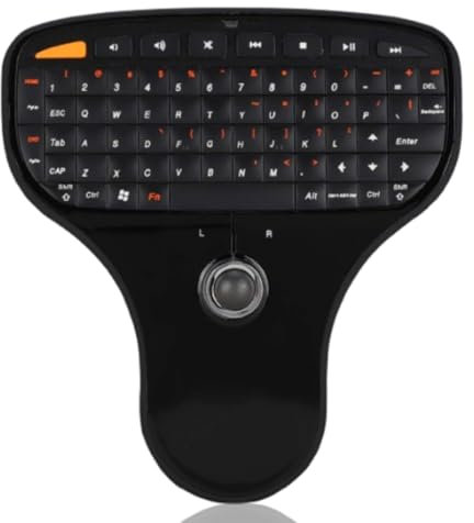 Wireless Trackball Keyboard, Wireless Multimedia Keypad QWERTY Layout,N5901 Keyboard Trackball 2.4G Wireless Mini USB MultiMedia Keyboard for TV Computer