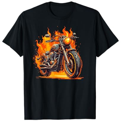 Cool Motorbike Flames and Burning Motorcycle Love T-Shirt, Men, Black, 3X-Large