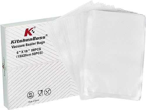 KitchenBoss Bolsas Envasar Al Vacio Alimentos:Bolsas Envasadora Al Vacio 50 pcs 15 * 25 cm Bolsas Envasar Vacio Alimentos Envasadora Vacío, Sous Vide Bolsas Vacio Alimentos
