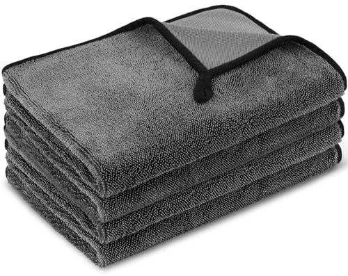 URAQT Shiny Trockentuch, 4 Stück Fast Dry Trockentuch für Die Dusche Auto Trockentuc Mikrofasertücher Shiny Bath Extrem Saugfähig Duschkabinen Tuch für Duschkabinen Auto Und Motorrad Pflege 60x40cm
