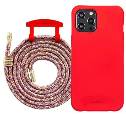 Handykette Phone Necklace mit Abnehmbarer Kordel Handyhülle – Modell Samsung Galaxy S9 (Rot mit Kordel Regenbogen Rot)