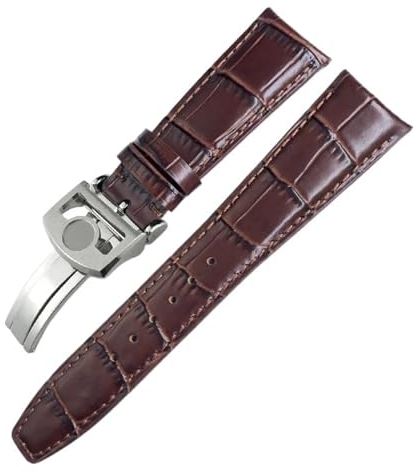 RORFFK Leder Echtes Rindsleder Armband Für IWC Portugieser Porotfino Familie PILOT'S Uhren 20mm 21mm 22mm Uhrenarmband Faltschließe, 21 mm, Achat