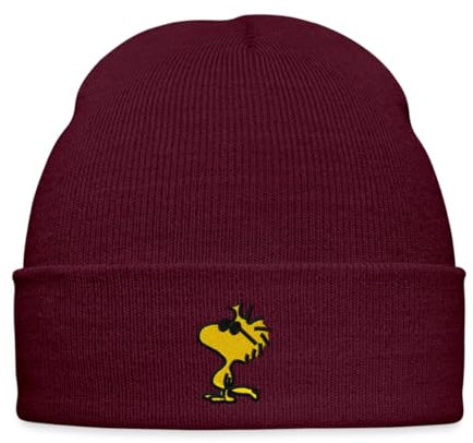 Spreadshirt Peanuts Woodstock Sonnenbrille Stick Wintermütze, One Size, Burgunderrot