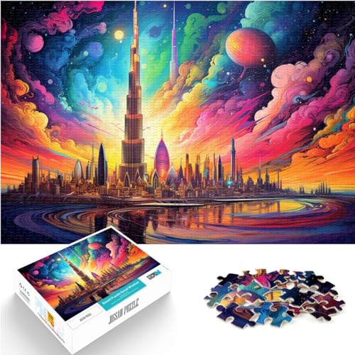 Puzzle für Erwachsene, 1000 Teile, Dubai Burj Khalifa, für Erwachsene und Kinder ab 12 Jahren, Holzpuzzle, Familienunterhaltungsspielzeug, Größe: 50 x 75 cm