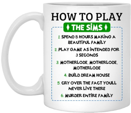 Kaffeetasse aus Keramik, Motiv: How to Play The Sims, 325 ml