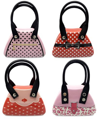 your castle 4er Set Blechdose Kleine Handtaschen, für Kekse Schokolade-Pralinen Mitgebsel, Volumen: 100 ml, Maße: 96 x 61 x 44 mm.