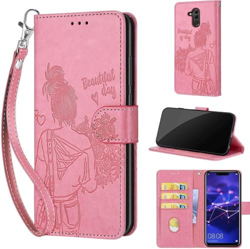 per Huawei Mate 20 lite/Maimang 7 Cover, con [Slot per Schede] [Kickstand] Premium Portafoglio Custodia compatibile Huawei Mate 20 lite/Maimang 7 Rosa