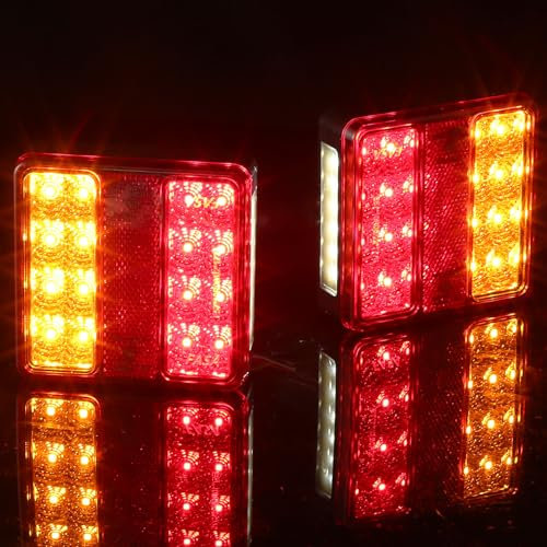 ETUKER LED 2x Rückleuchten Anhänger 5Funktion 12v Wasserdicht Anhänger Beleuchtung für PKW KFZ RV Anhänger Lichter
