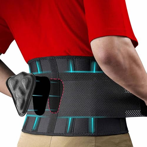 Rückenstabilisatoren mit Lendenpolster, Rückenstützgürtel Doppelte Dehnung Bandscheibenvorfall, Einstellbar Lendenwirbelstütze für Herren Damen, Atmungsaktive Hüftgurt für Arbeit Sports Fitness