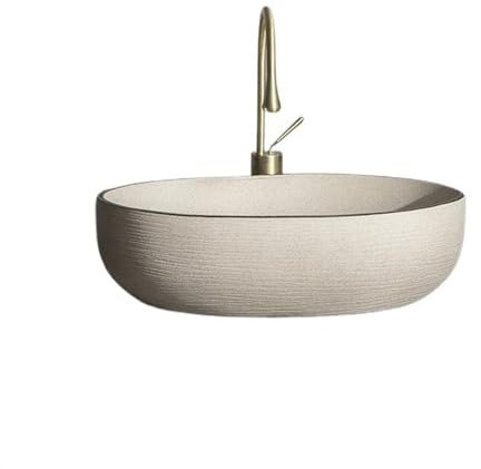Aufsatz-Waschschale Ovales Aufsatzwaschbecken im Retro-Minimalismus-Stil, Handwaschbecken, Haushaltswaschbecken aus Keramik for das Badezimmer, Balkonwaschbecken Waschtisch