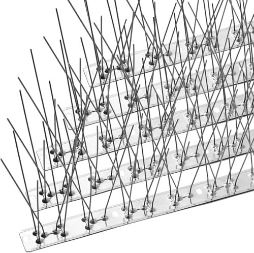 June tech Bird Spikes for Pigeons with Stainless Steel Base, 75cm Pigeon Spikes for Roofs and Windows. Bird Control Anti Pigeon Spikes Bird Deterrent Set for Crows, Seagulls and Small Birds (0.75m)
