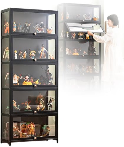 NOBBAT Vitrine à curiosités Vitrines pour Objets de Collection Vitrine Armoire de curiosités, 60/70/80cm,bibliothèque sur Pied, Transparente sur Trois côtés(70x32x172cm)
