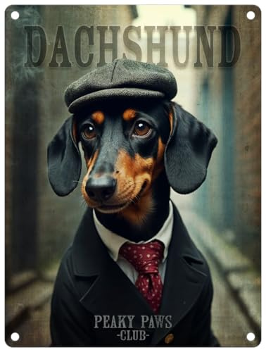Small (150 x 200mm) Metal Sign - Peaky Paws Club - Dachshund