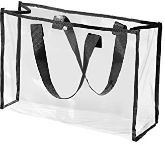 Weekend Tote Bag for Women Portable Swimming Bag Cosmetic Storage Bag Multifunctional Transparent Wash Bag Large Capacity Beach Bag, Schwarz , Einheitsgröße