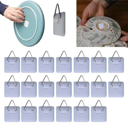 Accroche Cadre Tableau Sans Percer, 20pcs Attache Cadre Adhésif pour Fixation Murale pour Peut être Utilisé pour Accrocher des Assiettes,Cadres Photo, Peintures Murales, œuvres d'art-2.5cm*2.5cm,Blanc