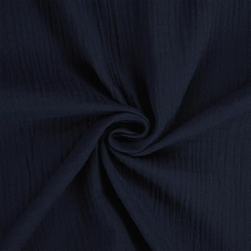 Musselin Stoff Sunny, Double Gauze, uni dunkelblau (Länge am Stück: ab 50cm / Breite: 130cm)
