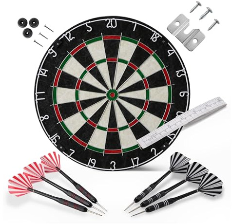 Amazon Basics Dartboard for Adults, Regulation Size, with Steel Tip Darts