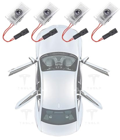 VZG - Tesla Car Door Logo Door Lights Projector, Puddle Lights Compatible with Tesla Model Y/3/X/S, Ultra Bright Tesla Door Welcome Light Projection