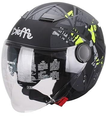 CASCO JET DIEFFE DF88 DOPPIA LENTE NERO GIALLO FLU OPACO TAGLIA M