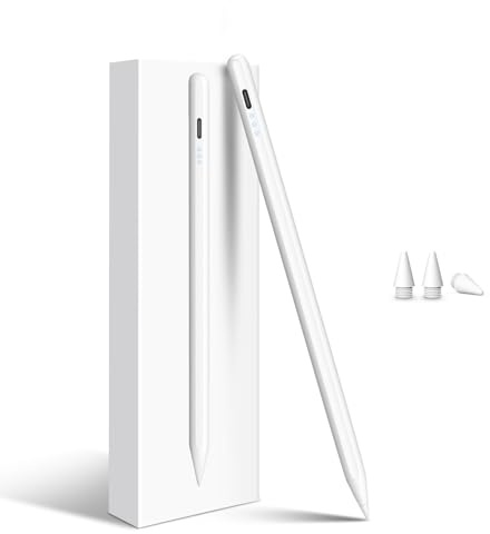 Digiroot Stift für i-Pad(2018-2025)–Magnetisch,Schnellladung,Weiß | Pencil für iPad mit Palm Rejection & Neigungssensitivität Pen für iPad 6/7/8/9/10/11, Pro 11/12.9/M4