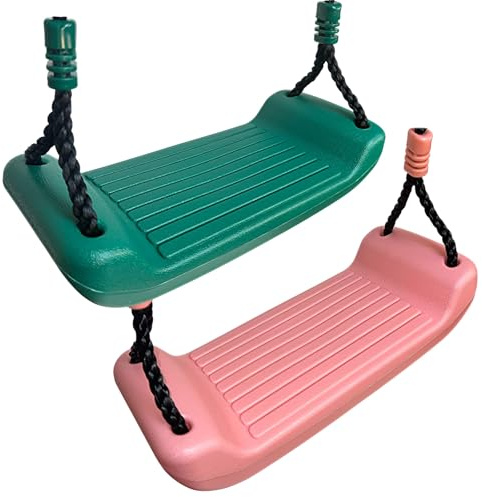2er Set Schaukelsitz Kunststoff Kinder – Brettschaukel Rosa & Petrolgrün, höhenverstellbar 90–150 cm, wetterfest & robust, mit Seil Ø10 mm & Topring, bis 70 kg, für Schaukelgerüst Garten