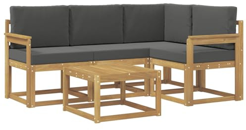 vidaXL Outdoor-Sofagarnitur mit Kissen 5 pcs Weiß und Anthrazit, Gartenmöbel, modernes Loungesofa, Eckset für die Terrasse, Robustes Sitzmöbel für drinnen und draußen