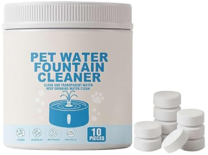 Pet Water Fountain Cleaner and Descaler Tablets, 10 Tablets Cat Dog Fountain Pump Filter Cleaning Tablet, Cat & Dog Water Fountain Cleaning Kit, Scale Cleaning Effervescent Tablet (1Pcs)