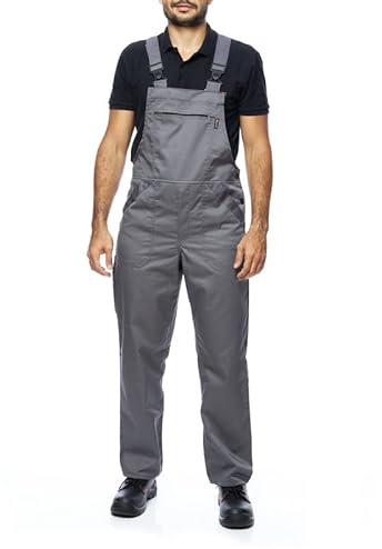 ProWear Arbeitslatzhose Herren Arbeitshose Latzhose, Grau, Gr.- M