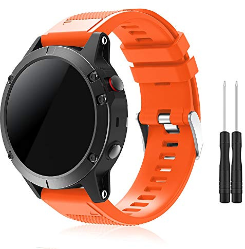 TOPsic Fenix 5 Sportuhr Armband - Silikon Sportarmband Uhr Armband Ersatzarmband mit Werkzeug für Fenix 5/Fenix 5 Plus/Fenix 6/Fenix 6 Pro/Fenix 7/Fenix 7 Solar/Fenix 7 Sapphire Solar/Fenix 8 47mm