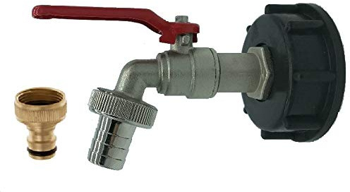 Miko® Adapter mit 3/4 Auslaufhahn für IBC Regenwassertank Regentonne 1000 Liter Wasserhahn inkl. klick-Verschluß