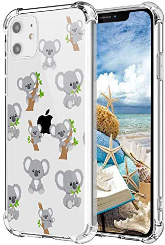MAYCARI Cute Koala Case Clear for iPhone 11, Stylish Animal Design Transparent Shockproof Anti-Scratch Soft Flexible TPU Cover with Air Cushion for Men&Women
