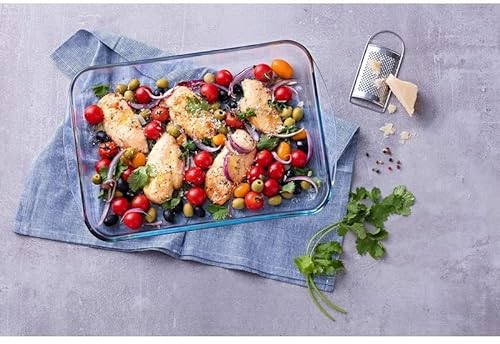 Pyrex - Teglia rettangolare classica per microonde, 40 cm, trasparente, confezione da 2