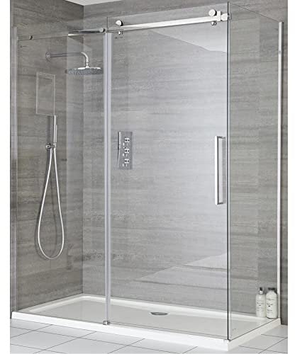 Milano Portland 1200mm Chrome Reversible Frameless Sliding Shower Enclosure Door 900mm Side Panel