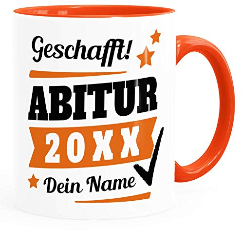 Tasse Abitur Abi mit Name und Jahr personalisiert Geschenk Abiturient Schulabschluss Tochter Sohn SpecialMe® inner-orange Keramik-Tasse