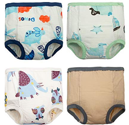 Joyo roy Training Pants for Baby Boy 4pack Potty Training Pants Reusable Nappies Cloth Nappy Size 1 Reusable Absorbent Thick Padded Underwear For Toddlers Soft Potty Trainer Underwear For Boys