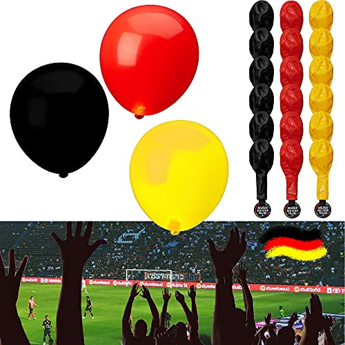 Cepewa Fanartikel WM EM │6 x 3er Set LED Luftballons Leuchtballons │Fanmeile Public Viewing │schwarz rot Gold (6 x 3er Set LED Luftballons Deutschland)