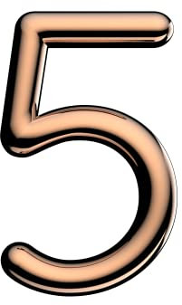 Ultion Sweet Rose Gold Door Numbers '5' - 3inch height - Self Adhering, No Drilling or Screwing Required …