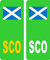 2 x SCO Scotland Green Electric/EV/Hybrid Scotish Flag Car Number Plate Vinyl Stickers United Kingdom by Ellis Graphix