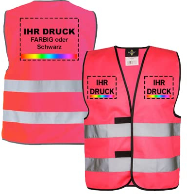 Personalisierbare Warnweste/Sicherheitsweste in verschiedenen Farben | farbig bedruckbar mit Text und/oder Logo | mit Reflex-Leuchtstreifen, XL