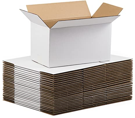 SUNLPH Cajas de envío blancas de 11 x 6 x 6 pulgadas, pequeñas cajas de cartón corrugado, paquete de 25