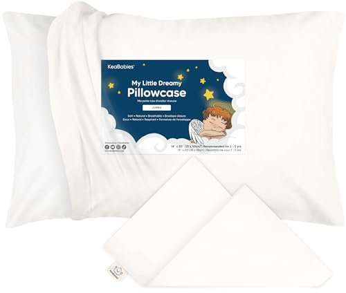 KeaBabies Kinder Kissenbezug, Weich Bio-Baumwolle, 45x33 (Soft White, 1pk, Jumbo 51cm x 35cm)