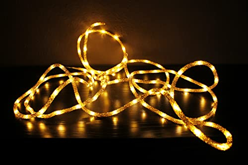 Arnusa LED Lichterschlauch 5m Glitzer Gold warmweiß Lichterkette Leuchtseil Girlande Weihnachtsbeleuchtung Innen und Außen