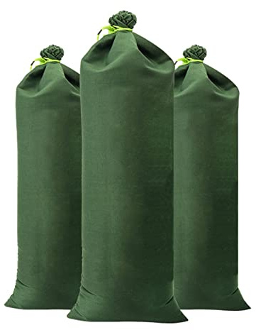 DRYFAL Lot de 5 sacs à sable pour inondation 9,8 x 19,6 Sacs à sable en toile épaissie pour protection contre les inondations avec attaches Barrière réutilisable contre les inondations, la pluie et le