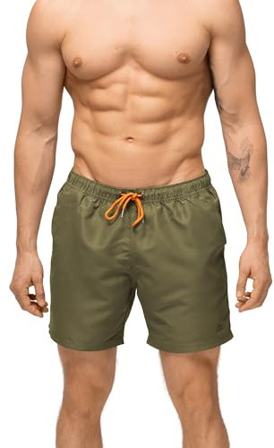 DANISH ENDURANCE Costume Uomo Mare, Pantaloncini da Bagno ad Asciugatura Rapida, per Nuoto, Surf o Piscina, Verde Oliva, XL