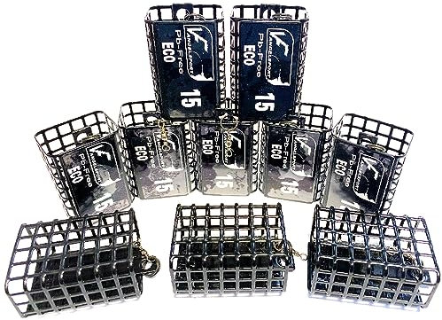 VF-Angelsport Futterkorb Rechteckig Bleifrei 10Stück Feeder Angeln Top Qualität (80g)
