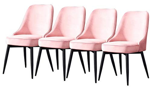 Chaises De Salle À Manger en Velours De Haute Qualité Ensemble De 4 Chaises De Bar Rétro Pieds en Métal Rembourrés Confortable Siège Coussiné Chaises De Cuisine pour Bureau Lounge Café (Coul