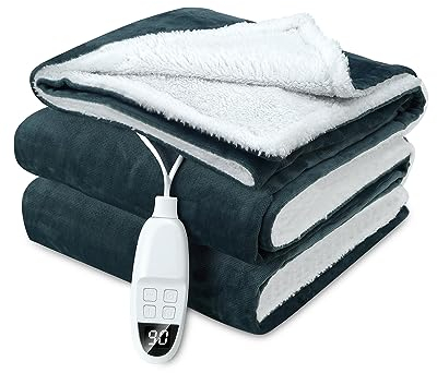 CONOPU Electric blanket,180X130cm,Heated Throw Blanket with 6 Heat Levels,10H timer,Fast Heat,Overheat Protection,LED Display,Machine Washable,Electric Throw Blanket for Sofa,Office,Grayish Green