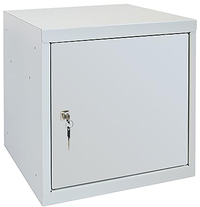 PROREGAL Schließfachwürfel Blocky mit Zylinderschloss + 2 Schlüssel | HxBxT 40x40x40cm | Lichtgrau | Schließfachschrank Metallspind Wertfachschrank
