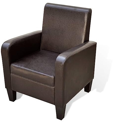 ZQQLVOO Lesestuhl Fernsehsessel Gemütlicher Sessel Clubsessel Lounge Cocktail Sessel Braun Kunstleder Geeignet für Wohnzimmer Schlafzimmer Esszimmer